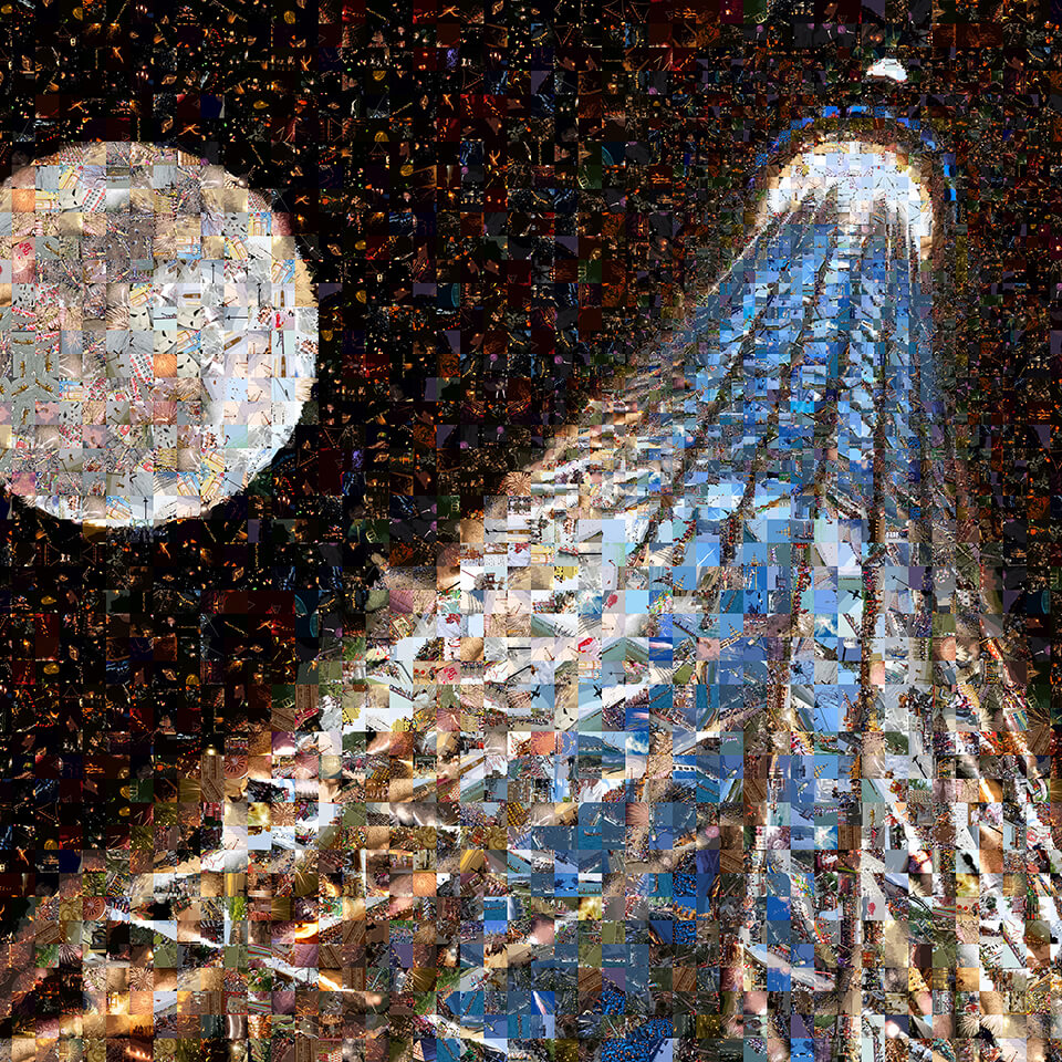祭・百景借景「神々のかたち（東京スカイツリー・満月）」　Matsuri・Hyakkei Shakkei “Figures of Gods(TOKYO SKYTREE・Full Moon)”